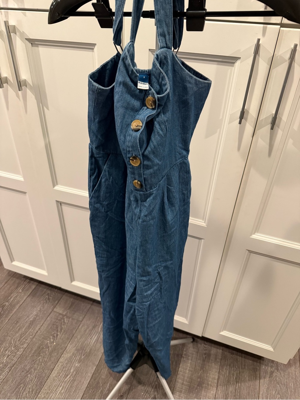 Old Navy Blue Denim Jumpsuit with Button Front